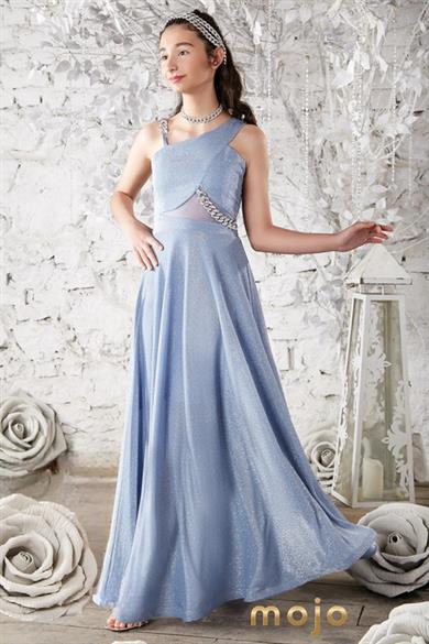 Erkut Abiye Tek Omuz Taş Aksesuarlı Uzun Abiye Elbise 659 İndigo