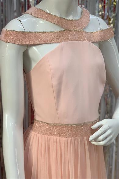 Erkut Bebe Kız Çocuk Uzun Abiye Elbise 365 Pudra