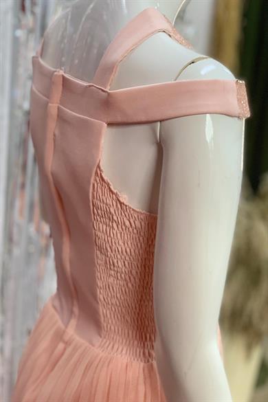 Erkut Bebe Kız Çocuk Uzun Abiye Elbise 365 Pudra