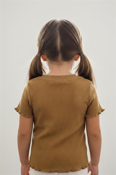 Escabel Kız Bebek 1-5 Yaş Taşlı Kiraz İşlemeli Kaşkorse Body Kahverengi