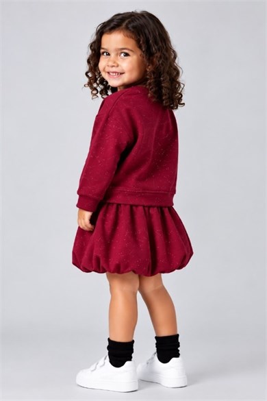 Escabel Kız Bebek 1-5 Yaş Zımba Nakışlı Sweatshirt Bordo