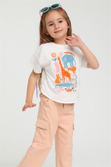 Escabel Kız Çocuk 1-5 Yaş %100 Pamuk Astar Şifon Bluz 35758 Ekru