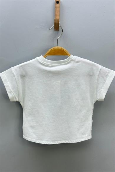 Escabel Kız Çocuk 1-5 Yaş %100 Pamuk Astarlı Baskılı Bluz 35812 Ekru