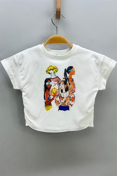 Escabel Kız Çocuk 1-5 Yaş %100 Pamuk Astarlı Baskılı Bluz 35812 Ekru