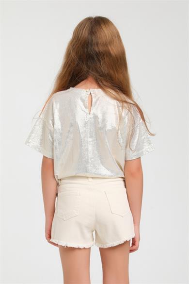 Escabel Kız Çocuk 1-5 Yaş Desenli Parlak Crop 35751 Renkli