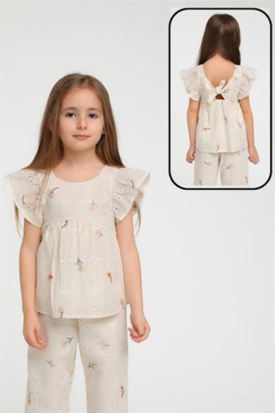 Escabel Kız Çocuk 1-5 Yaş Fistolu Bluz 35730 Bej
