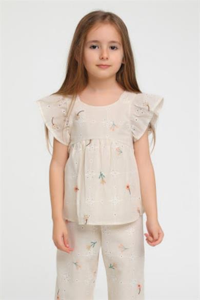 Escabel Kız Çocuk 1-5 Yaş Fistolu Bluz 35730 Bej