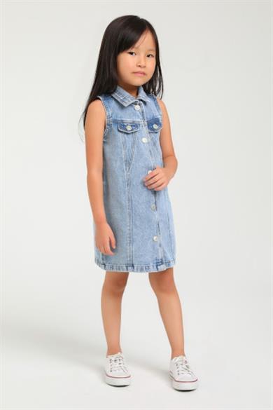 Escabel Kız Çocuk 1-5 Yaş Kot Elbise 24231 Kot Mavi