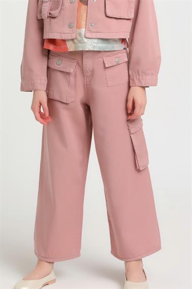 Escabel Kız Çocuk 5-14 Yaş Cepli Bol Paça Pantolon 2473 Gülkurusu