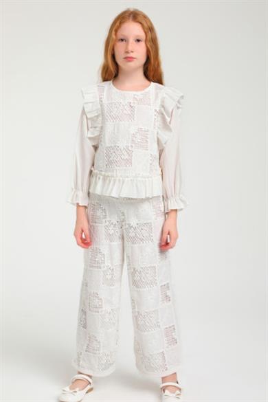 Escabel Kız Çocuk 5-14 Yaş Fistolu Bluz 35715 Krem