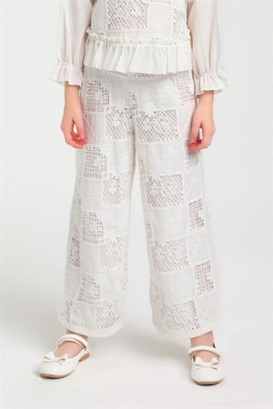 Escabel Kız Çocuk 5-14 Yaş Pamuk Astarlı Fisto Pantolon 35714 Ekru