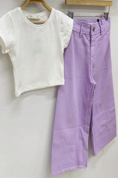 Escabel Kız Çocuk Basic Crop 35284 Ekru