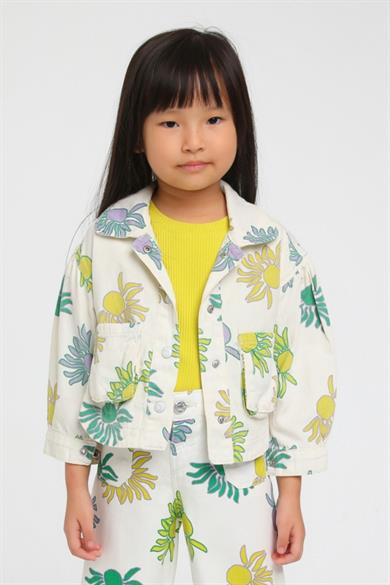 Escabel Kız Çocuk Desenli Denim Ceket 24228 Krem