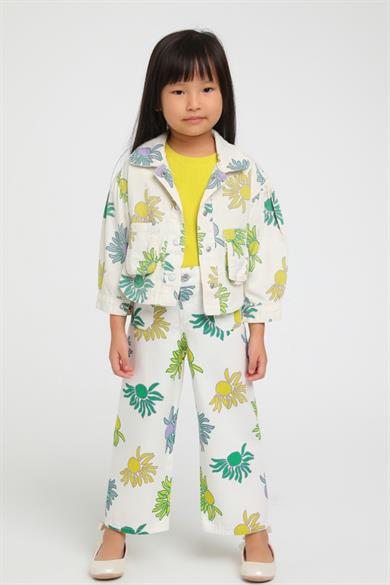 Escabel Kız Çocuk Desenli Denim Ceket 24228 Krem