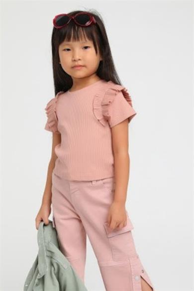 Escabel Kız Çocuk Fırfırlı Kol Kaşkorse Body 35773 Pudra