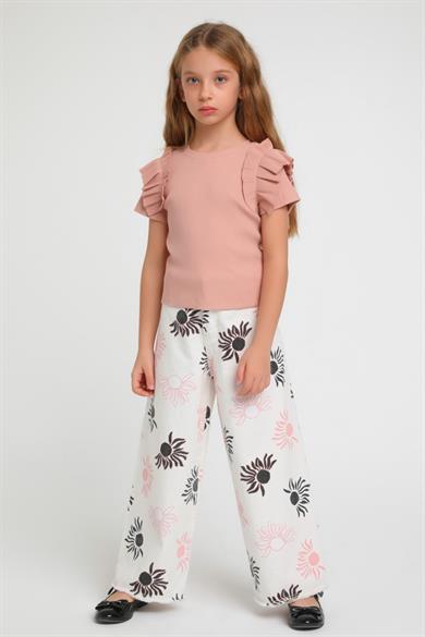 Escabel Kız Çocuk Fırfırlı Kol Kaşkorse Body 35773 Pudra