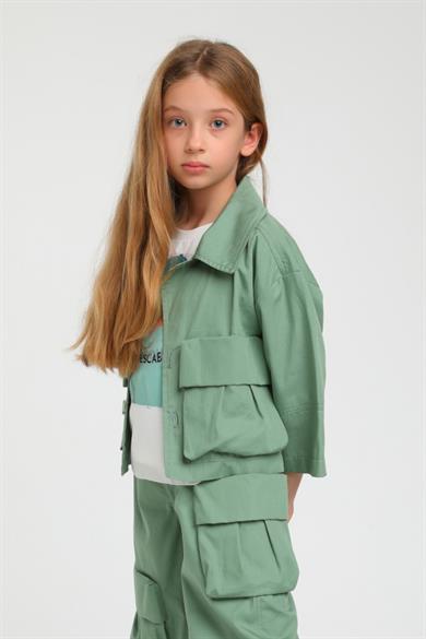Escabel Kız Çocuk Mevsimlik  Crop Ceket 35720 Yeşil