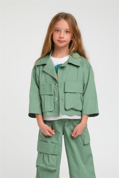 Escabel Kız Çocuk Mevsimlik  Crop Ceket 35720 Yeşil