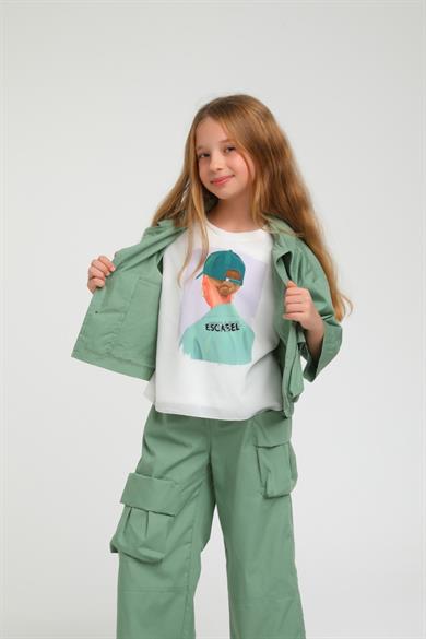 Escabel Kız Çocuk Mevsimlik  Crop Ceket 35720 Yeşil