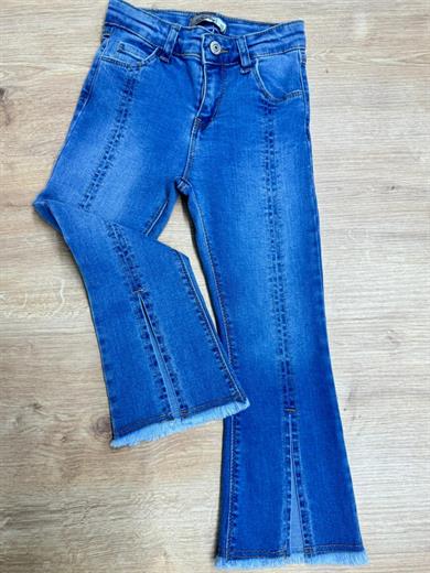 Escabel Kız Çocuk Püsküllü Bol Paça Denim Pantolon 2322 Kot Mavi