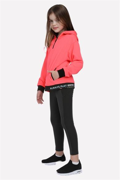 Escabel Kız Çocuk Yanları Şerit Detaylı Uzun Disco Tayt 35385 Siyah