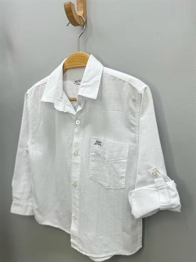 Jack Lions Erkek Çocuk %100 Pamuk Keten Gömlek 24127 Beyaz