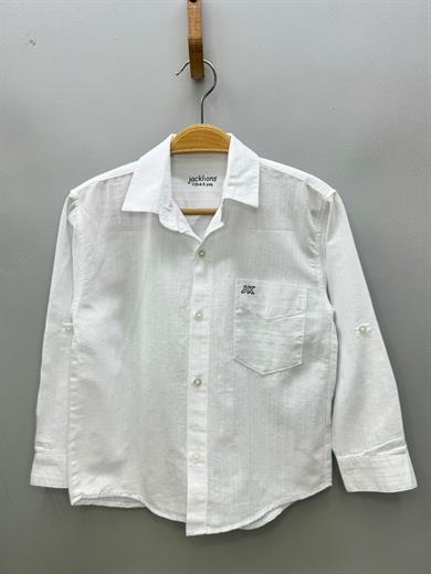 Jack Lions Erkek Çocuk %100 Pamuk Keten Gömlek 24127 Beyaz
