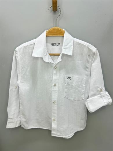 Jack Lions Erkek Çocuk %100 Pamuk Keten Gömlek 24127 Beyaz