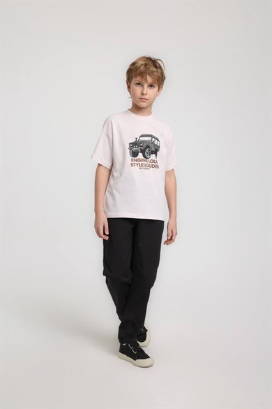 Jack Lions Erkek Çocuk 4-14 Yaş Araba Desenli T-shirt Pudra