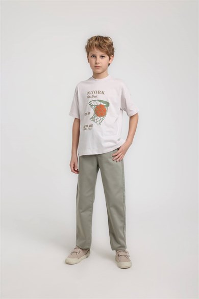 Jack Lions Erkek Çocuk 4-14 Yaş Basketbol Baskılı Kısa Kol T-shirt Gri