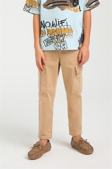 Jack Lions Erkek Çocuk Kargo Cep Kanvas Pantolon 2419 Taş Rengi