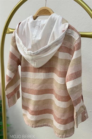 Jacklions Erkek Bebek 1-4 Yaş Çizgili Kapüşonlu Gömlek 22114 Kiremit