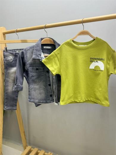 Jacklions Erkek Bebek 1-5 Yaş %100 Pamuk Sırt Baslkılı T-shirt 1732 Yeşil