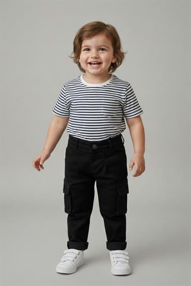 Jacklions Erkek Bebek 1-5 Yaş Kargo Cep Yumuşak Pantolon Siyah