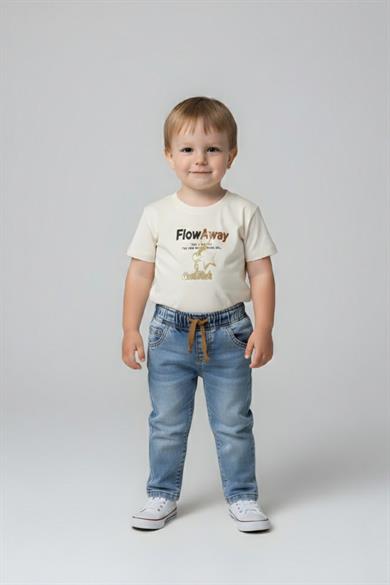 Jacklions Erkek Bebek 1-5 Yaş Lastikli Bel Denim Jean Kot Mavi