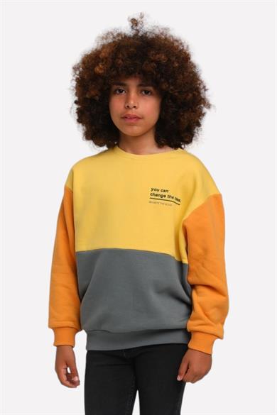 Jacklions Erkek Çocuk 1-14 Yaş Renk Bloklu Şardonlu Sweatshirt 1510405 Renkli