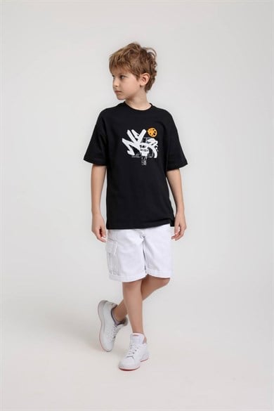 Jacklions Erkek Çocuk 4-14 Yaş Ön Ve Sırt Baskılı T-Shirt Siyah