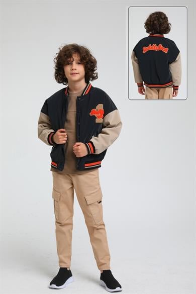 Jacklions Garson Erkek Çocuk Paraşüt Kumaş Kolej Ceket 3225 Lacivert