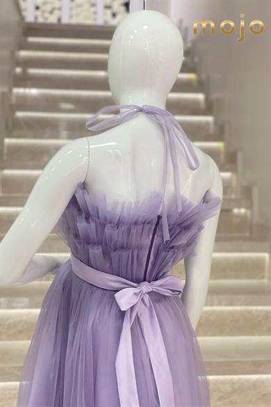 Kanila Kız Çocuk Kat Kat Tüllü Uzun Abiye Elbise 5339 Lavanta