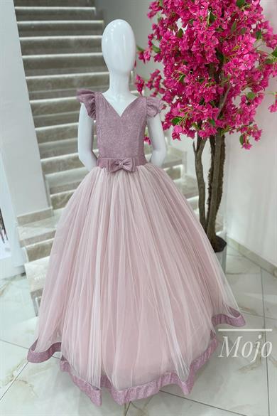 Kanilla Kız Çocuk 2-10 Yaş Sindirella Model Tarlatanlı Abiye Elbise Pembe