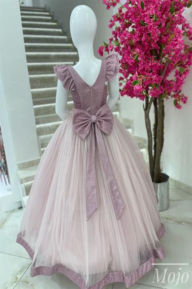 Kanilla Kız Çocuk 2-10 Yaş Sindirella Model Tarlatanlı Abiye Elbise Pembe