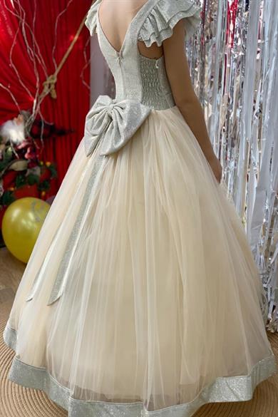 Kanilla Kız Çocuk 2-10 Yaş Sindirella Model Tarlatanlı Abiye Elbise Altın