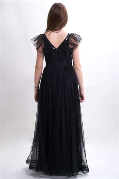 Kanilla Kız Çocuk Uzun Abiye Elbise 5320 Siyah