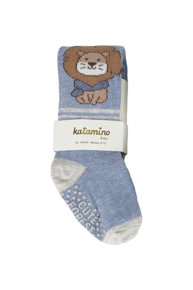 Katamino Erkek Bebek Kaydırmaz Taban Külotlu Çorap K38030 İndigo