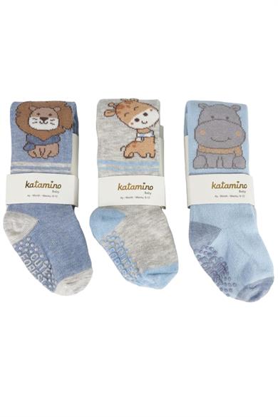 Katamino Erkek Bebek Kaydırmaz Taban Külotlu Çorap K38030 İndigo