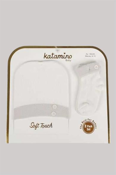 Katamino Erkek Bebek Şapkalı File Soket Takım K54002 Gri