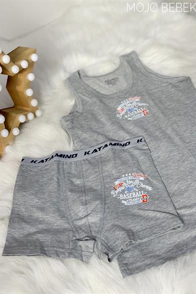 Katamino Erkek Çocuk Baseball Atlet Boxer Takım K128216 Gri
