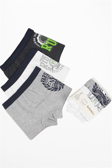 Katamino Erkek Çocuk Baskılı İkili Boxer Set K128327 Gri