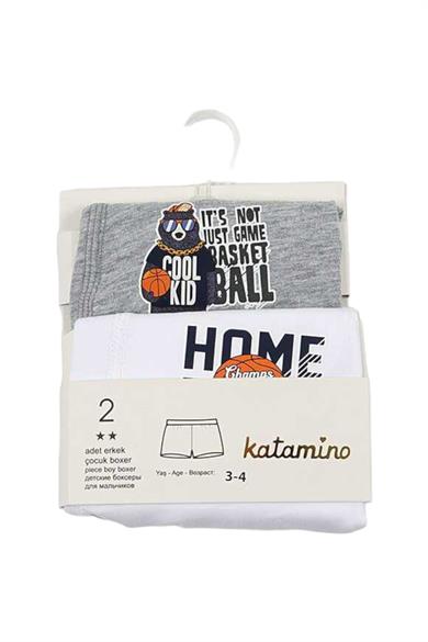 Katamino Erkek Çocuk Desenli 2li Boxer Set K128133 Gri