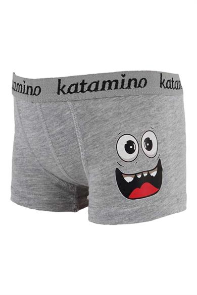 Katamino Erkek Çocuk Desenli 2li Boxer Set K128108 Gri-Lacivert